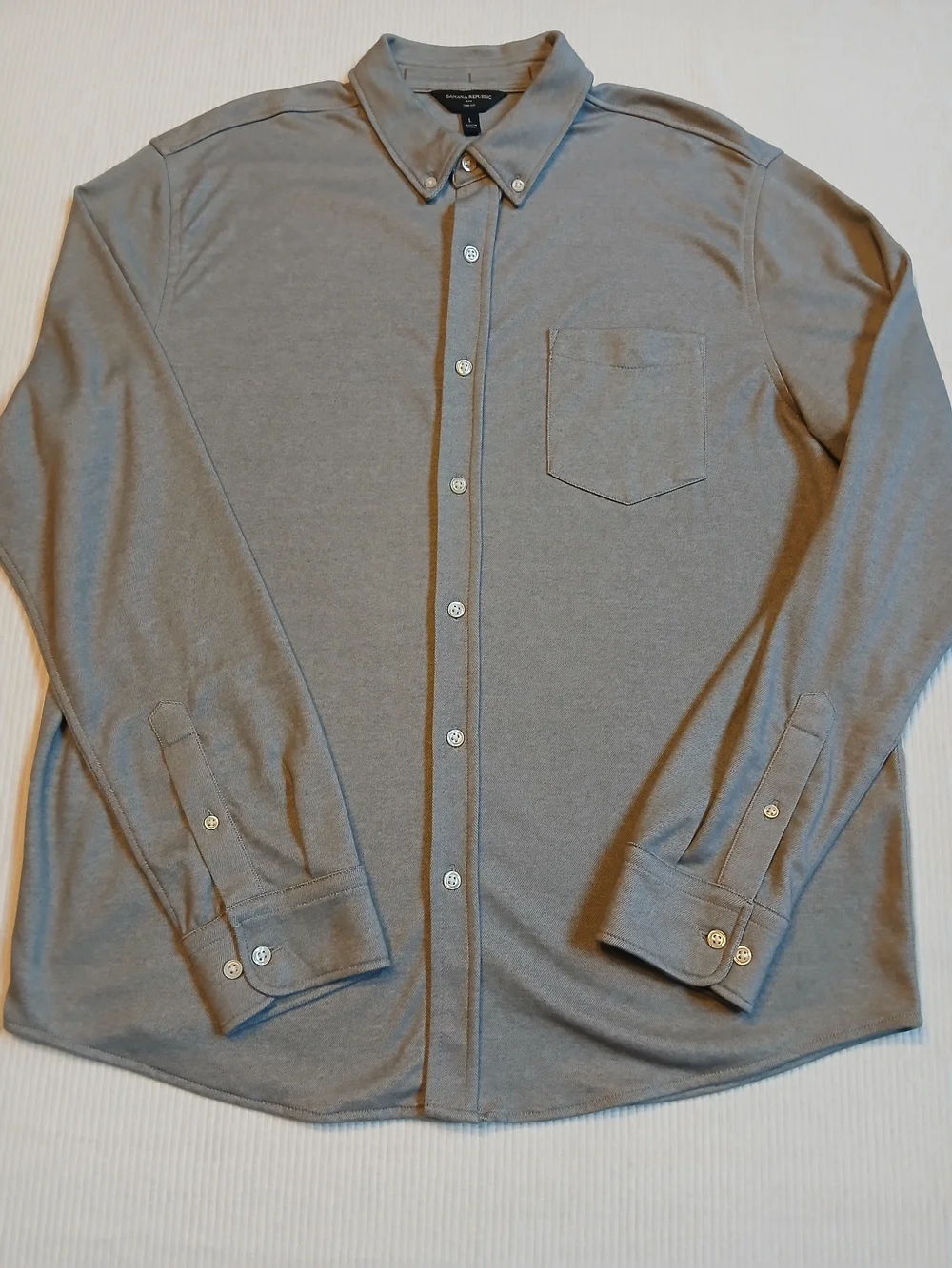 Banana Republic Men's Size LG Slim Fit Gray Long Sleeve Stretch Button Up NWOT